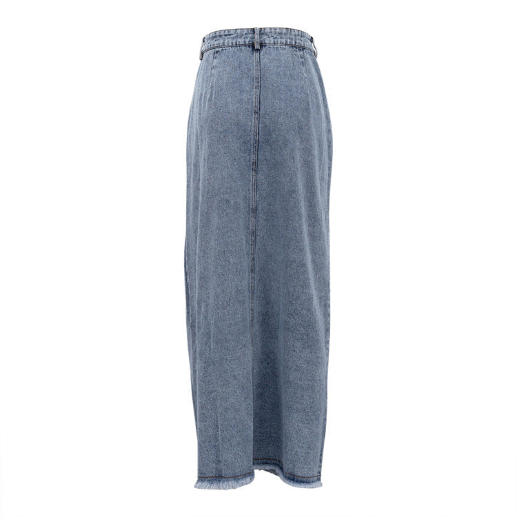 Istria Medium Wash Denim Maxi Skirt