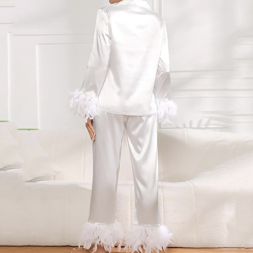 Brielle Silk + Ostrich Feather Lounge Set