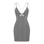 Lillian Houndstooth Diamante Dress