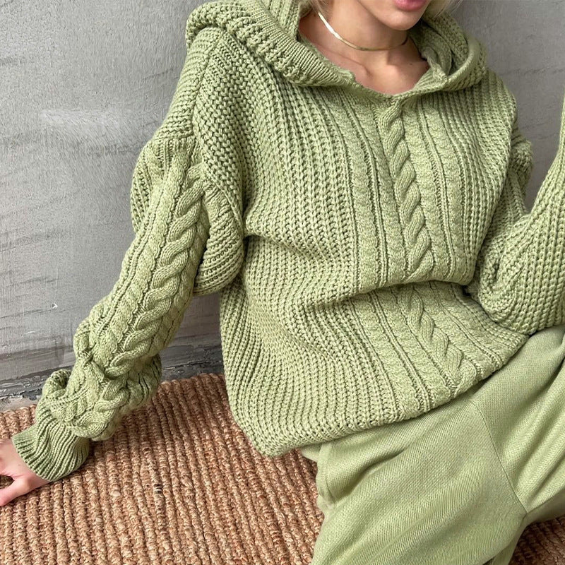 Sage Hooded Knit Sweater