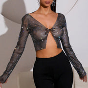 Stassie Mesh Rhinestone Top